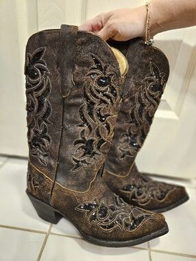Corral brown and black glitter sequin inlay womens size 10 shoes